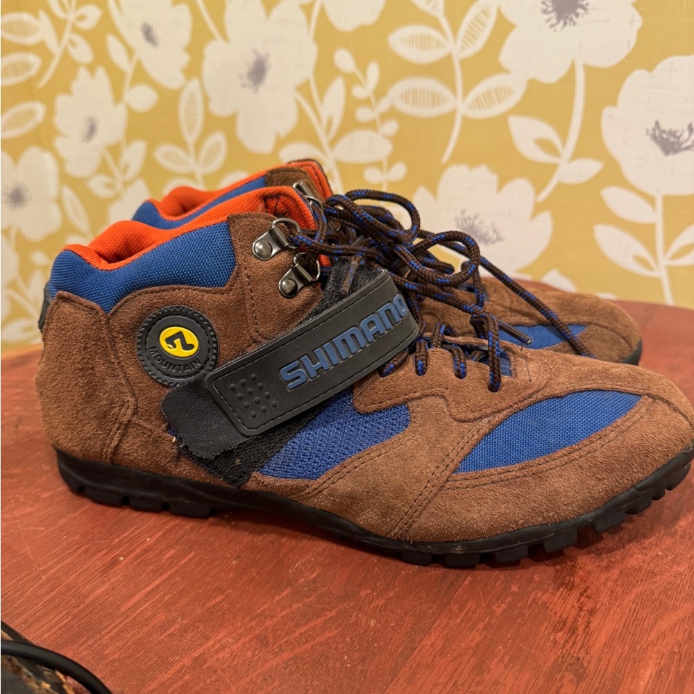 Shimano Blue and Brown cycling shoes